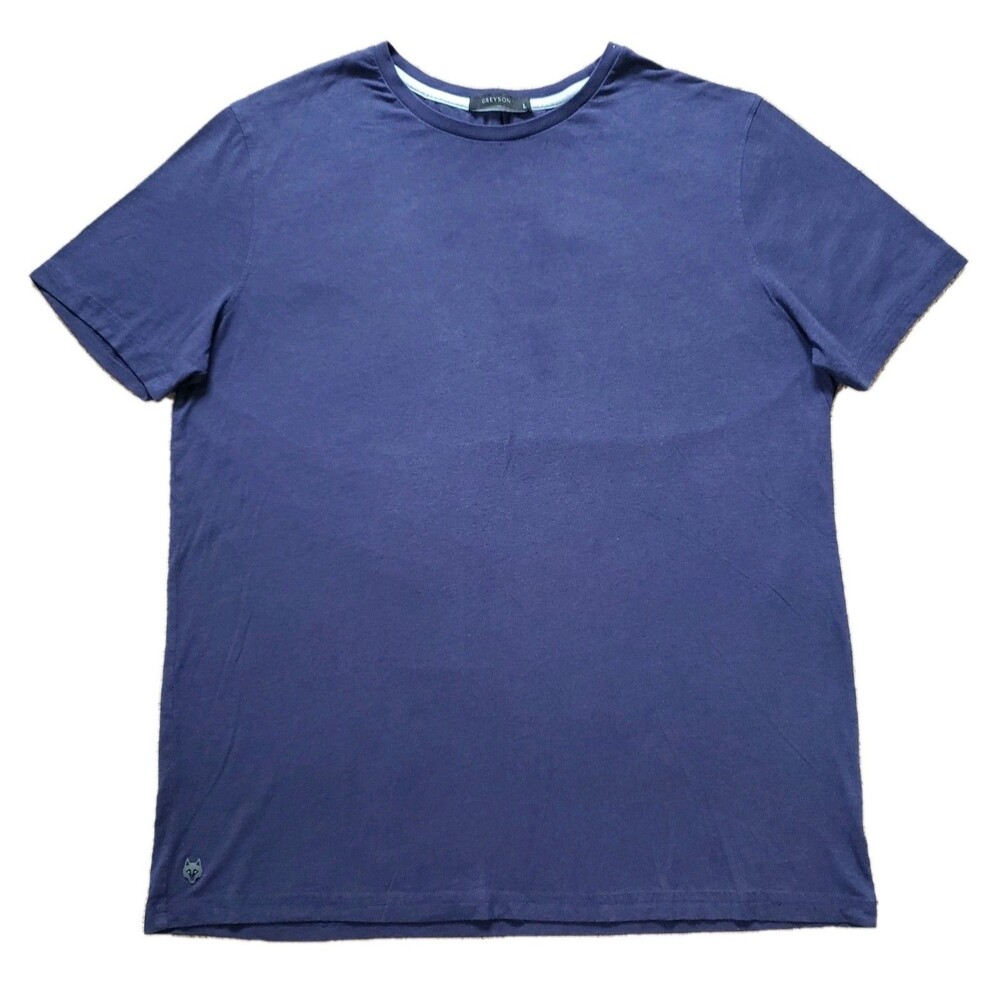 Greyson Pima Cotton Blend Plain Sz Large Mens Dark Blue Lightweight T-Shirt Golf